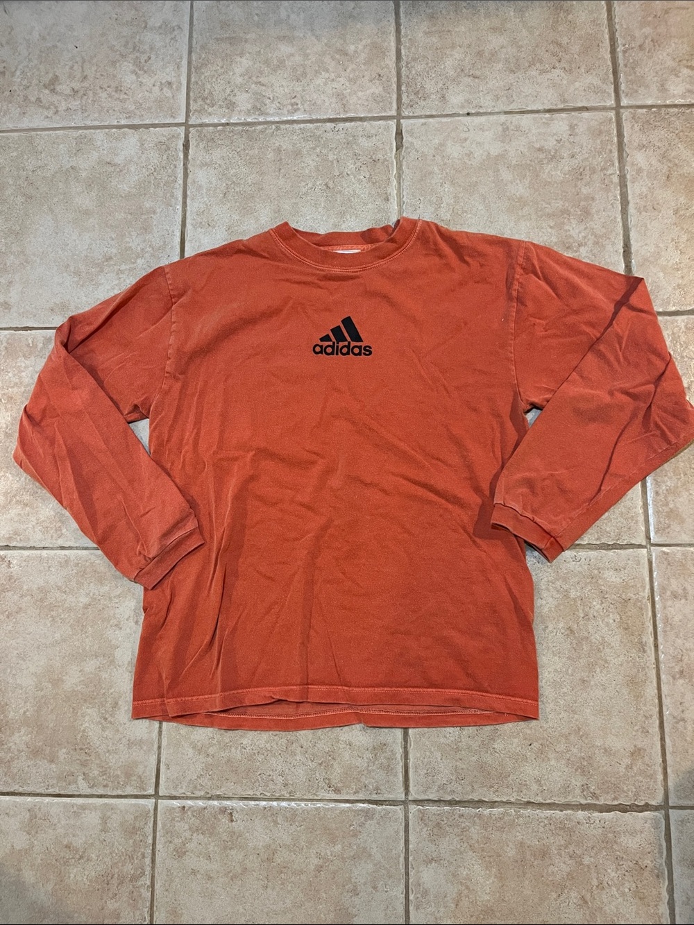 Vintage (2000’s) adidas Long Sleeve Crewneck Shirt - Rust Orange with Black Logo